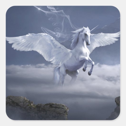Pegasus in vlucht vierkante sticker (Voorkant)