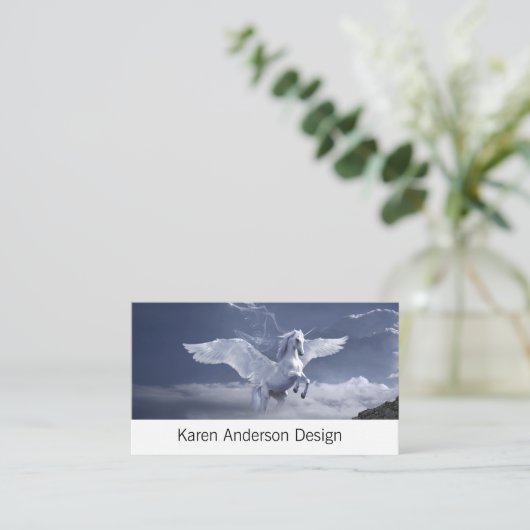 Pegasus in vlucht visitekaartje (Staand voorkant)