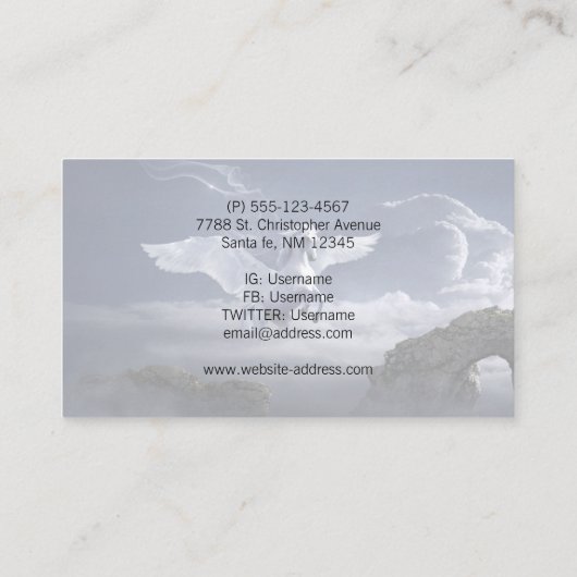 Pegasus in vlucht visitekaartje (Achterkant)