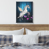 Pegasus Magical Forest Fantasy Horse Art Canvas Afdruk (Insitu (Slaapkamer))
