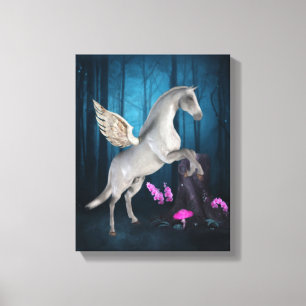 Pegasus Magical Forest Fantasy Horse Art Canvas Afdruk