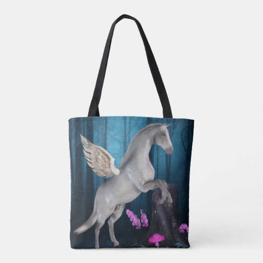 Pegasus Magical Forest Fantasy Horse Art Tote Bag (Achterkant)