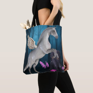 Pegasus Magical Forest Fantasy Horse Art Tote Bag