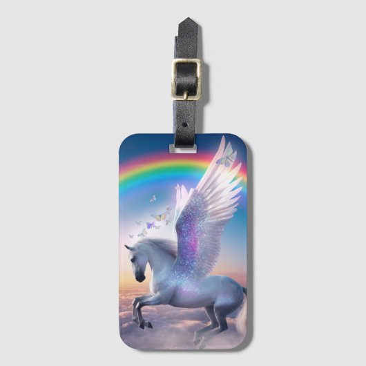 Pegasus met Regenboog Bagagelabel (Voorkant (verticaal))