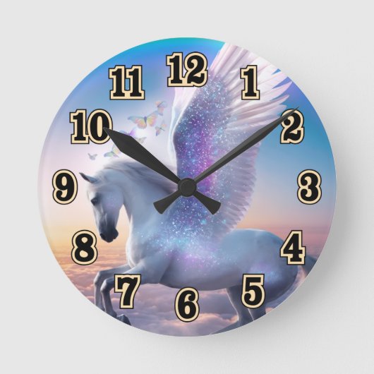 Pegasus met Regenboog Ronde Klok (Voorkant)