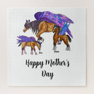 Pegasus moeder met twee baby's voor moederdag legpuzzel