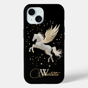 Pegasus Mystique: Hemelse elegantie in goud iPhone 15 Case