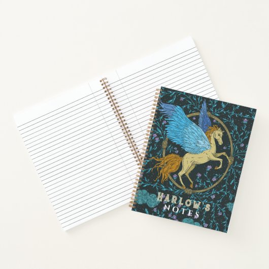 Pegasus Mythical Creature Marine Blauw Notitieboek (Binnen)