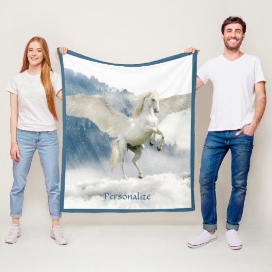 Pegasus Mythical Flying Unicorn Horse Personalize Fleece Deken (In situ)
