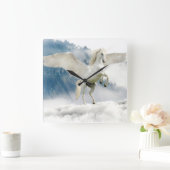 Pegasus Mythical Unicorn Flying Horse Vierkante Klok (Huis)