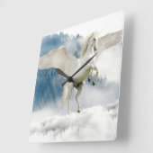 Pegasus Mythical Unicorn Flying Horse Vierkante Klok (Hoek)