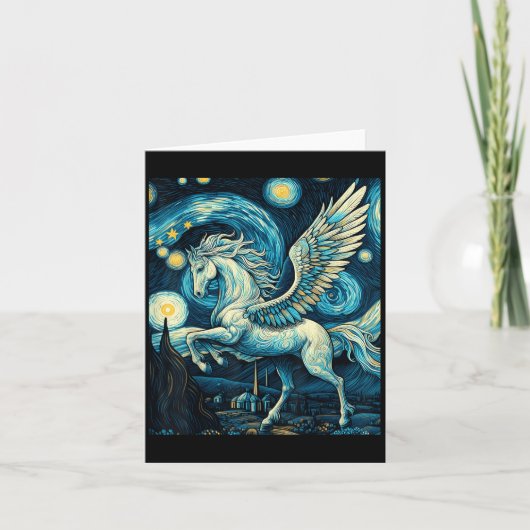 Pegasus onder sterrenhemel Kunst Grafisch Kerstmis Kaart (Voorkant)