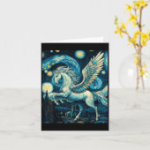 Pegasus onder sterrenhemel Kunst Grafisch Kerstmis Kaart (Gele Bloem)