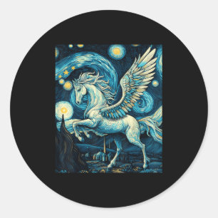 Pegasus onder Sterrennacht Sky Art Graphic Christm Ronde Sticker