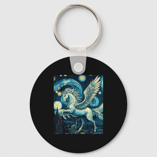 Pegasus onder Sterrennacht Sky Art Graphic Christm Sleutelhanger (Voorkant)