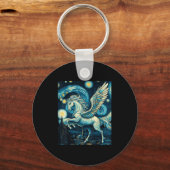 Pegasus onder Sterrennacht Sky Art Graphic Christm Sleutelhanger (Voorkant)