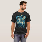 Pegasus onder Sterrennacht Sky Art Graphic Christm T-shirt (Voorkant volledig)