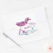 Pegasus op wolken vierkante sticker (Envelop)