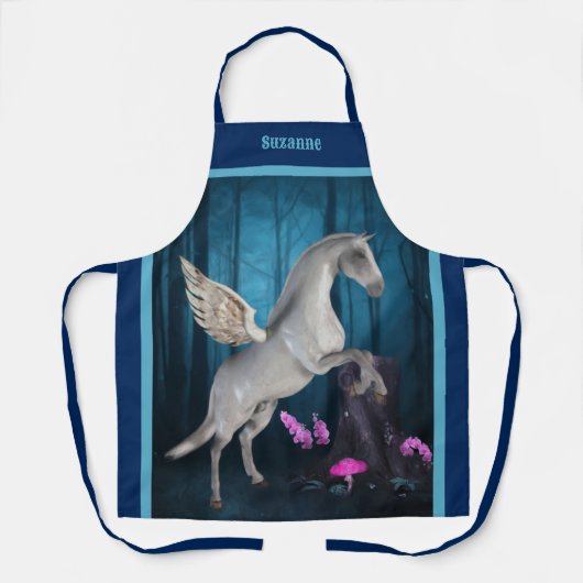 Pegasus Paard in Fantasy Bos gepersonaliseerd Schort (Voorkant)
