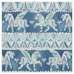 PEGASUS PARADE Navy Boho Print Stof
