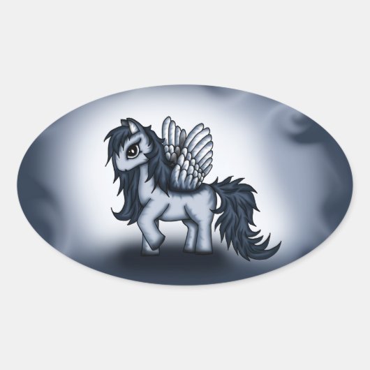 Pegasus Pony Ovale Sticker (Voorkant)