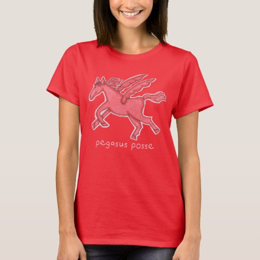 Pegasus Posse Deep Red Women's Basic T-shirt (Voorkant)