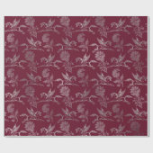 Pegasus Royal Damask Floral Maroon Burgundy Silver Cadeaupapier (Vlak)
