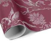 Pegasus Royal Damask Floral Maroon Burgundy Silver Cadeaupapier (Rol Hoek)