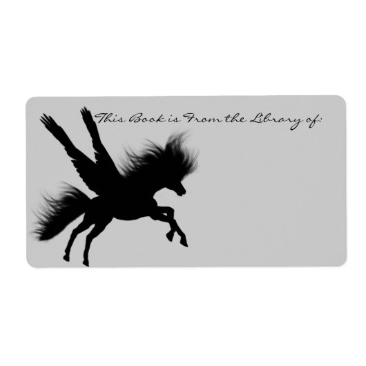 Pegasus Silhouette Bookplaat Etiket (Voorkant)