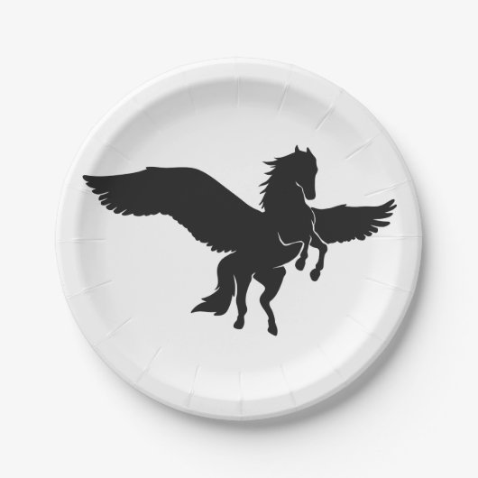 Pegasus silhouette - Kies achtergrondkleur Papieren Bordje (Voorkant)