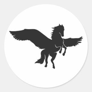 Pegasus silhouette - Kies achtergrondkleur Ronde Sticker