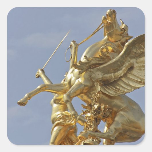 Pegasus-standbeeld bij de Pont Alexander III-brug Vierkante Sticker (Voorkant)