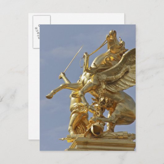 Pegasus standbeeld van de Alexander III bridge-bru Briefkaart (Voorkant / Achterkant)