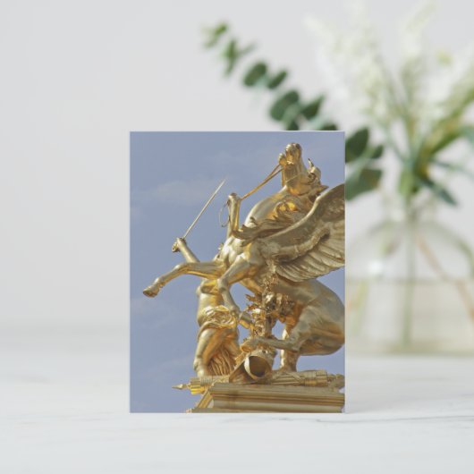 Pegasus standbeeld van de Alexander III bridge-bru Briefkaart (Staand voorkant)
