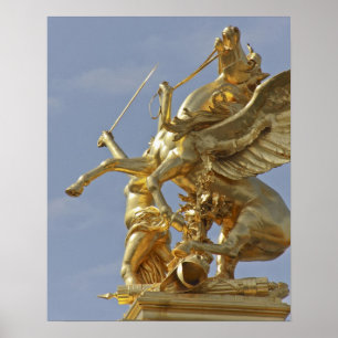 Pegasus standbeeld van de Alexander III bridge-bru Poster