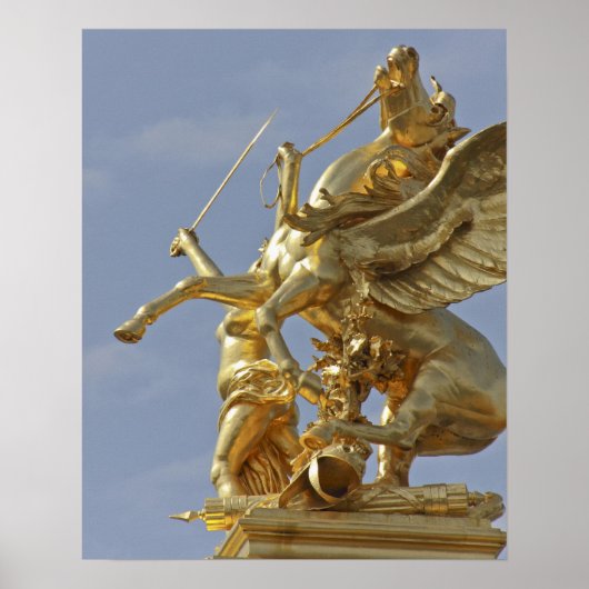 Pegasus standbeeld van de Alexander III bridge-bru Poster (Voorkant)