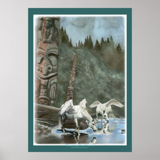 PEGASUS & TOTEM POLES Fantasy Book Art Poster (Voorkant)