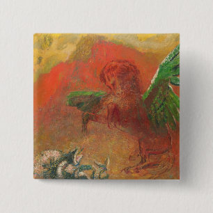 Pegasus Triumphant Vierkante Button 5,1 Cm