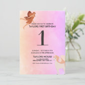 Pegasus Unicorn Cute 1st Birthday Party Kaart (Staand voorkant)