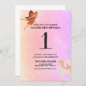 Pegasus Unicorn Cute 1st Birthday Party Kaart (Voorkant / Achterkant)