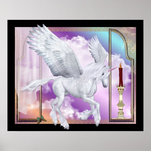 Pegasus Unicorn Window Scene Poster (Voorkant)