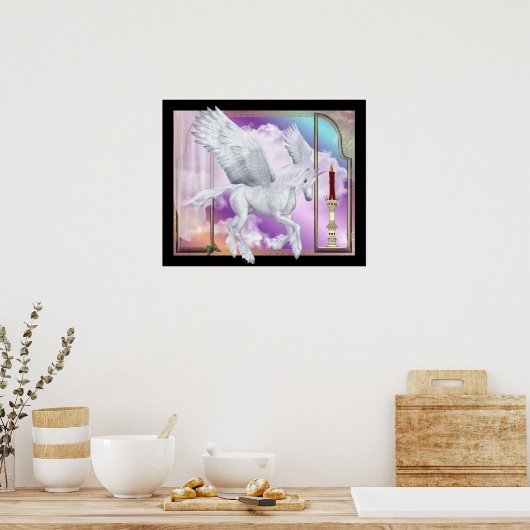 Pegasus Unicorn Window Scene Poster (Keuken)