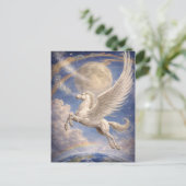 Pegasus vliegt tussen aarde en maan Fantasie Kunst Briefkaart (Staand voorkant)