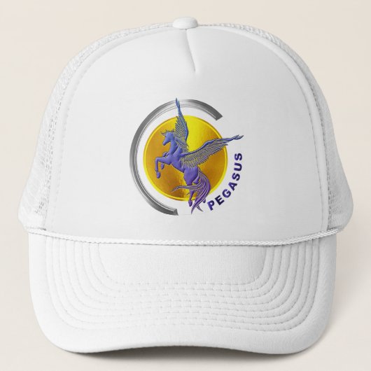 Pegasus Zilveren Boog met Gouden Zon Trucker Pet (Voorkant)