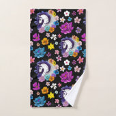 Pegasus Zwart Bloemmotief Bad Handdoek (Handdoek)