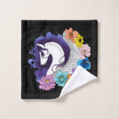 Pegasus Zwart Bloemmotief Bad Handdoek (Wasdoekje)
