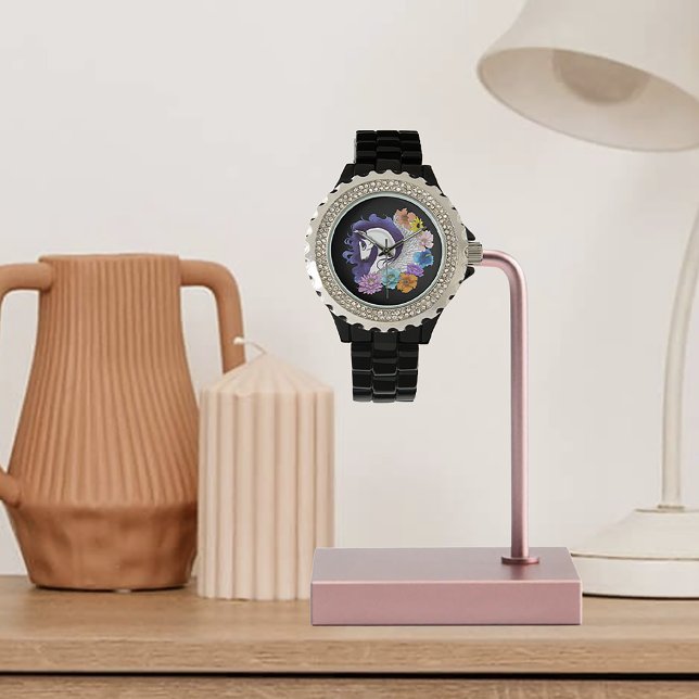 Pegasus Zwart Bloemmotief Horloge (Creator heeft geüpload)