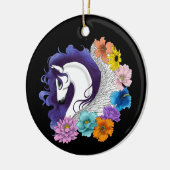 Pegasus Zwart Bloemmotief Keramisch Ornament (Links)