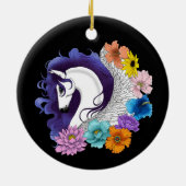 Pegasus Zwart Bloemmotief Keramisch Ornament (Achterkant)