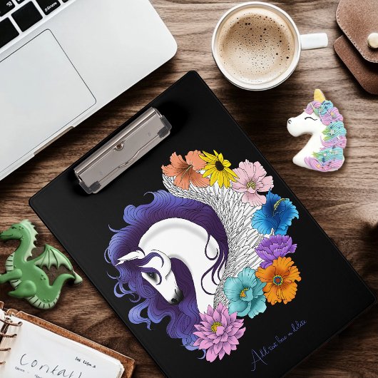 Pegasus Zwart Bloemmotief Klembord